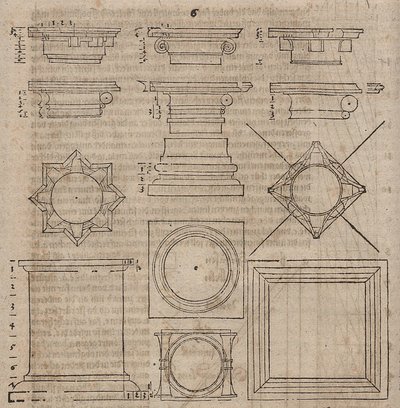 Various Column Bases and Capitals by Albrecht Dürer